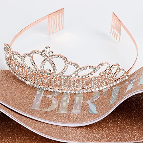 Birthday Princess Crown & Birthday Sash, Birthday Girl Crown Birthday Tiara for Women Birthday Decorations Birthday Crown and Sash for Girls Princess Birthday Gifts