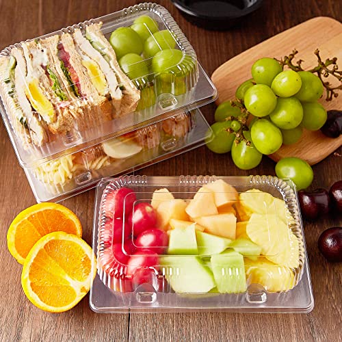 TOFLEN Disposable Sturdy Plastic Hinged Food Containers with Clear Lids (40 Pack) Clamshell Take Out Loaf Containers 7.2x4.7x3 Inches To Go Dessert Box Cake Slice Salad Pastry Sandwich Container