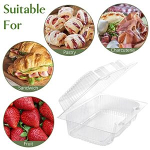 TOFLEN Disposable Sturdy Plastic Hinged Food Containers with Clear Lids (40 Pack) Clamshell Take Out Loaf Containers 7.2x4.7x3 Inches To Go Dessert Box Cake Slice Salad Pastry Sandwich Container