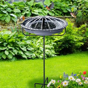 solar bird bath fountains, bowl with fountain pump, powered water combo set 4 spray types for outdoor garden yard patio lawn (freestanding style)