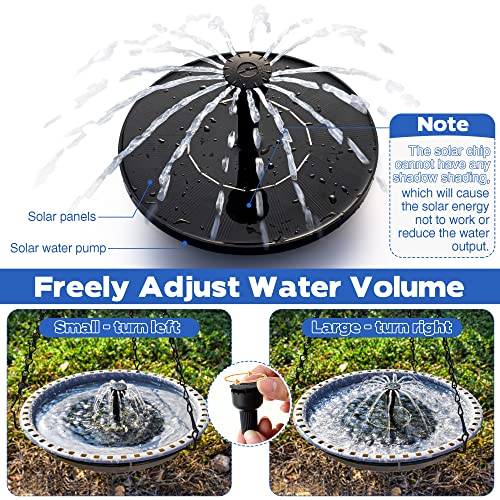 Solar Bird Bath Fountains, Bowl with Fountain Pump, Powered Water Combo Set 4 Spray Types for Outdoor Garden Yard Patio Lawn (Freestanding Style)