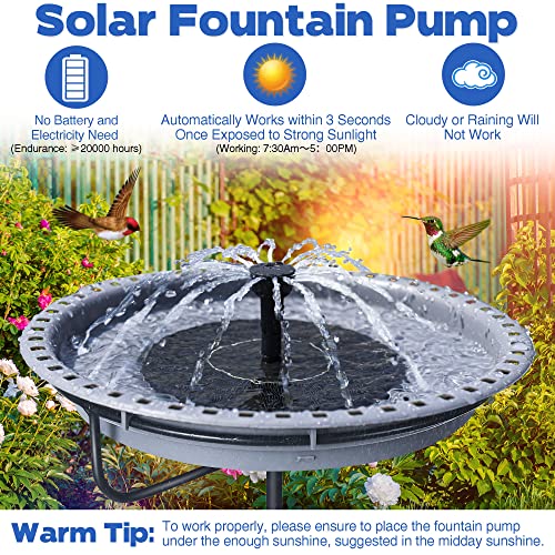 Solar Bird Bath Fountains, Bowl with Fountain Pump, Powered Water Combo Set 4 Spray Types for Outdoor Garden Yard Patio Lawn (Freestanding Style)