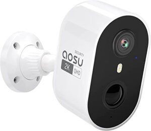 aosu 2k security cameras wireless outdoor, battery powered for home security cameras with pir human motion detection, full-color night vision, spotlight & siren, 2-way audio, 2.4ghz wifi, waterproof