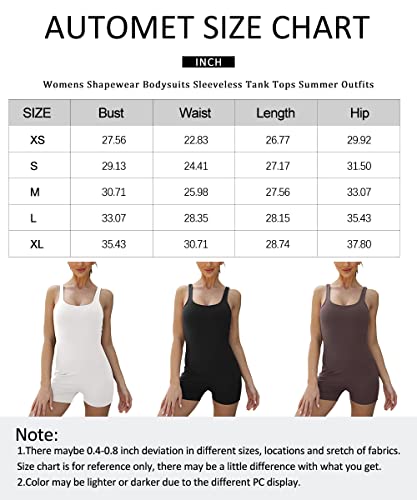 AUTOMET Jumpsuits for Women Bodysuits Shorts Rompers Unitard Shapewear Sexy Sleeveless Backless Seamless Summer Outfits 2023 Clothes