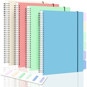amanple graph paper notebook, 8.5" x 11" spiral notebook, a4 graph notebook journal, 5mm graphing grid notebook for math, lab, engineering, school, 24pcs index tabs, assorted pastel notebook pack