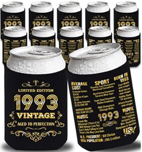 henghere 30th birthday decorations for men women, vintage - 30th birthday party supplies, 30th birthday beverage can cooler sleeves pack of 12