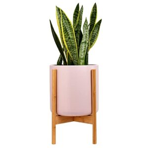 bees & buds plant stands for indoor plants - mid-century modern tall plant stand - 10 inch bamboo pot planter holder - flower planters holders - excluding plant pot