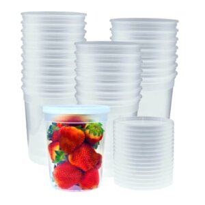 deli containers with lids [32 oz. 40 pack] disposable clear lunch containers leakproof | plastic round food storage containers | freezer containers for food