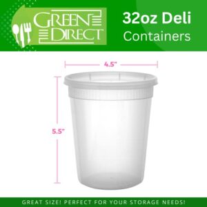 Deli Containers with Lids [32 oz. 40 Pack] Disposable Clear Lunch Containers Leakproof | Plastic Round Food Storage Containers | Freezer Containers for Food