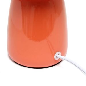 Simple Designs LT1134-ORG 10.04" Tall Traditional Ceramic Thimble Base Bedside Table Desk Lamp w Matching Fabric Shade for Home Decor, Nightstand, Bedroom, Living Room, Entryway, Office, Orange