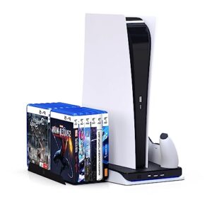 ps5 controller charging station for playstation 5 console,ps5 cooling station for ps5 digital & disc editions consoles,ps5 charging station vertical stand with 12 game slots -honcam