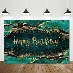 crefelimas emerald green happy birthday backdrop green and gold birthday party decorations turquoise abstract marble fluid men women birthday background props……