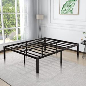 airdown platform bed frame california king no box spring needed, 14 inch tall metal platform with storage, heavy duty cal king bed frame with steel slat support, tool-free easy assembly, noise-free