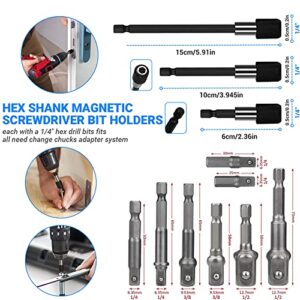 32pcs Flexible Drill Bit Extension Set, Rotatable Joint Socket 1/4 3/8 1/2 Inch Hex Socket Adapter, 105°Right Angle Drill Attachmen, Bendable Drill Bit Extension Screwdriver Kit with a Box (Silvery)