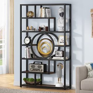 tribesigns 72 inch bookshelf geometric bookcase, 8-tier industrial book shelf with 11 open shelving units, etagere bookshelves display stand storage shelves for home office, living room