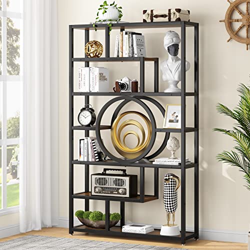 Tribesigns 72 Inch Bookshelf Geometric Bookcase, 8-Tier Industrial Book Shelf with 11 Open Shelving Units, Etagere Bookshelves Display Stand Storage Shelves for Home Office, Living Room
