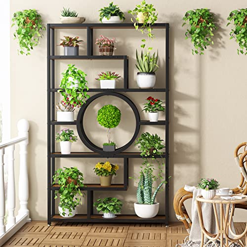 Tribesigns 72 Inch Bookshelf Geometric Bookcase, 8-Tier Industrial Book Shelf with 11 Open Shelving Units, Etagere Bookshelves Display Stand Storage Shelves for Home Office, Living Room