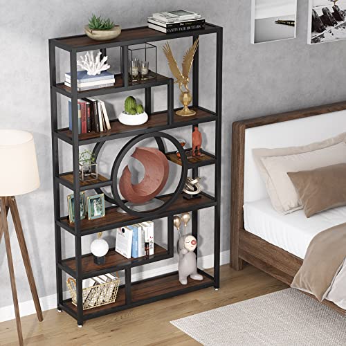 Tribesigns 72 Inch Bookshelf Geometric Bookcase, 8-Tier Industrial Book Shelf with 11 Open Shelving Units, Etagere Bookshelves Display Stand Storage Shelves for Home Office, Living Room