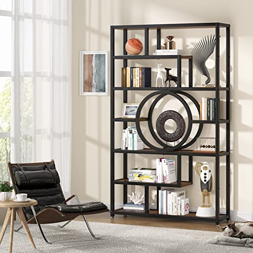 Tribesigns 72 Inch Bookshelf Geometric Bookcase, 8-Tier Industrial Book Shelf with 11 Open Shelving Units, Etagere Bookshelves Display Stand Storage Shelves for Home Office, Living Room