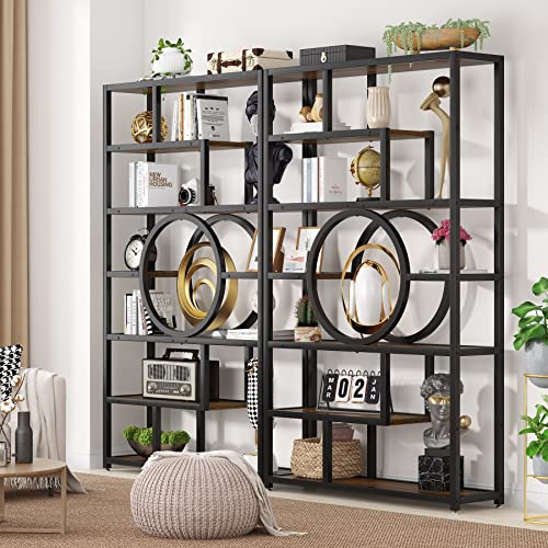 Tribesigns 72 Inch Bookshelf Geometric Bookcase, 8-Tier Industrial Book Shelf with 11 Open Shelving Units, Etagere Bookshelves Display Stand Storage Shelves for Home Office, Living Room