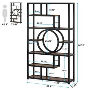 Tribesigns 72 Inch Bookshelf Geometric Bookcase, 8-Tier Industrial Book Shelf with 11 Open Shelving Units, Etagere Bookshelves Display Stand Storage Shelves for Home Office, Living Room