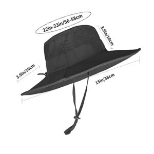 Sun Hats for Men Women Fishing Hat UPF 50+ Breathable Wide Brim Summer UV Protection Hat Black