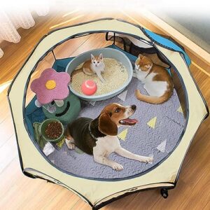 C&AHOME Dog Playpen Portable Foldable Pet Playpen with Free Carrying Case Free Travel Bowl and Free Lawn Pin, Dog Playpen Indoor Outdoor Travel Camping Use (Medium, Blue) UFPPOPFML