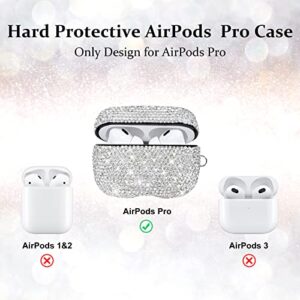 Newseego for AirPods Pro Case,Sparkly Rhinestone Luxurious AirPods Pro Cover Gift Kit Keychain+Anti-Lost Strap+Ear Hooks+Watch Band Holder Glitter PC Shockproof AirPod Pro Protective Cases-Silver