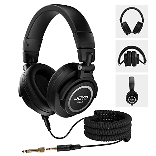 JOYO Studio Monitor Headphone Wired Over Ear Audio Recording Monitor Headset for Guitar Mixer Amplifier Podcast DJ Microphone and Keyboard Piano (JMH-01)