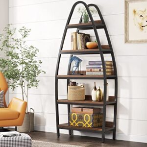 tribesigns 5-tier bookshelf, 69" tall open bookcase bookshelf, industrial freestanding display shelf units etagere boat bookcase for living room, home office