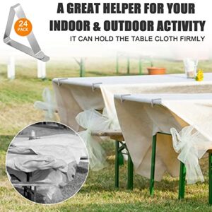 Tablecloth Clips, 24 Pack Stainless Steel Heavy Duty Picnic Table Cloth Clips, Outdoor Picnic Tables Cover Holders for Dining Restaurant Marquees Weddings Graduation Party, Thickness Below 1.4''