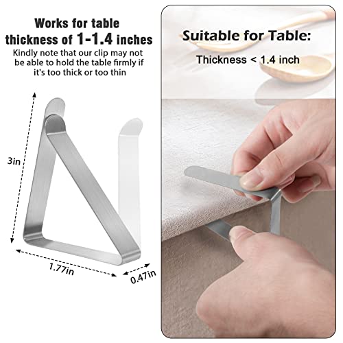 Tablecloth Clips, 24 Pack Stainless Steel Heavy Duty Picnic Table Cloth Clips, Outdoor Picnic Tables Cover Holders for Dining Restaurant Marquees Weddings Graduation Party, Thickness Below 1.4''