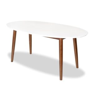 stowe modern style solid wood walnut white top oval kitchen&dining room table