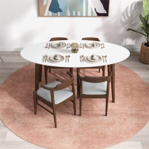 Stowe Modern Style Solid Wood Walnut White Top Oval Kitchen&Dining Room Table