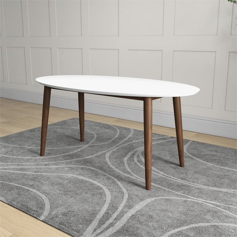 Stowe Modern Style Solid Wood Walnut White Top Oval Kitchen&Dining Room Table