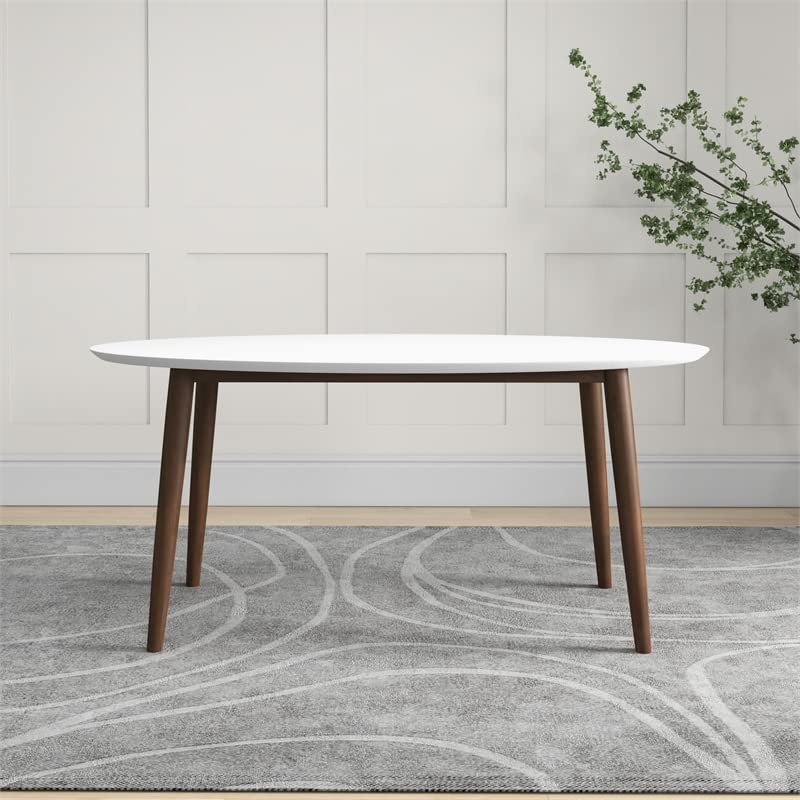 Stowe Modern Style Solid Wood Walnut White Top Oval Kitchen&Dining Room Table