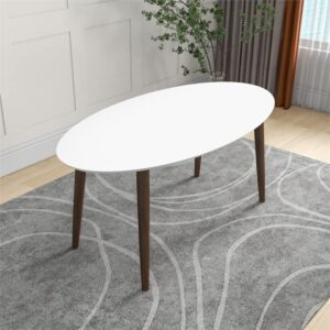 Stowe Modern Style Solid Wood Walnut White Top Oval Kitchen&Dining Room Table