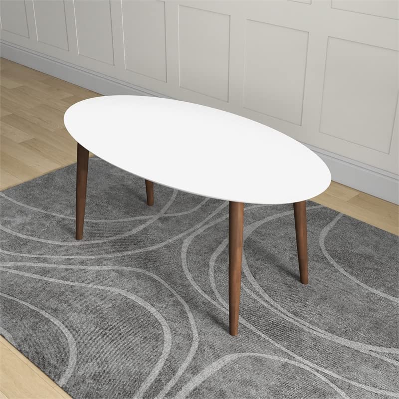 Stowe Modern Style Solid Wood Walnut White Top Oval Kitchen&Dining Room Table