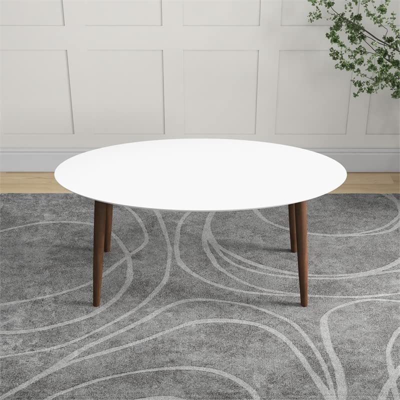 Stowe Modern Style Solid Wood Walnut White Top Oval Kitchen&Dining Room Table