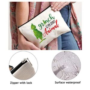 OUZ Grinch Is My Spirit Animal - Green Monster Makeup Bag, Fans Gifts, Gifts For Women Girl Cosmetic Bag(8M004)