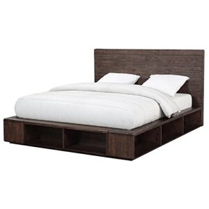 bowery hill traditional wood california king platform storage bed in chocolate