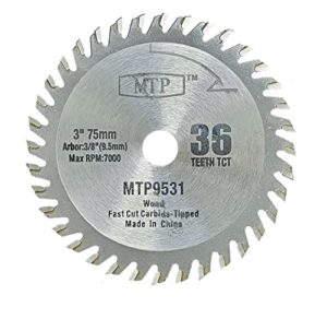 mtp approx 3" (75mm) wood plastic tct (3/8" 9.5mm arbor) cutting blade for ryobi milwaukee dewalt cut off saw (1)