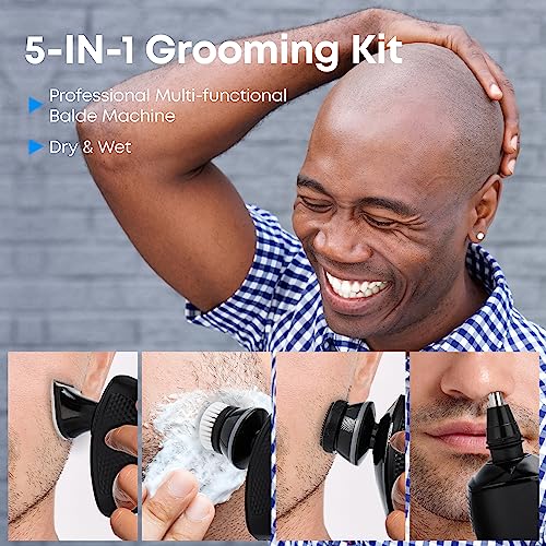 Pamasana Head Shavers for Bald Men, Electric Shavers for Bald Head Cordless, Bald Head Shavers, Electric Shaver, Rechargeable Rotary Shaver for Men, Waterproof Rotary Shaver Grooming Kit