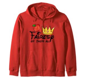 fairesy of them all with crown and appale halloween theme zip hoodie