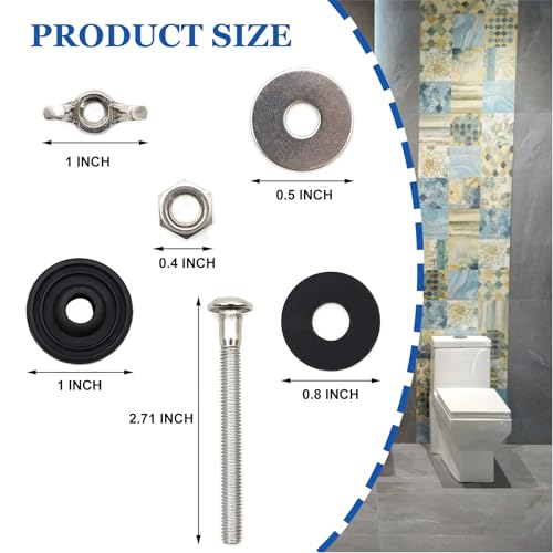 Universal Toilet Tank to Bowl Bolt Kit, Heavy Duty Toilet Tank Replacement Kit, Waterproof and Rustproof Stainless Steel Toilet Tank Bolts(2 PCS)