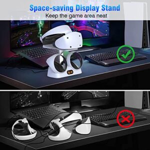 Dobe PSVR 2 Charging Station for PSVR2 Controller, PS5 VR2 Charging Station with VR Headset Display Stand, PSVR2 Charging Dock with Led Indicator, Type-C Cable & 2 Magnetic Charger Clasps