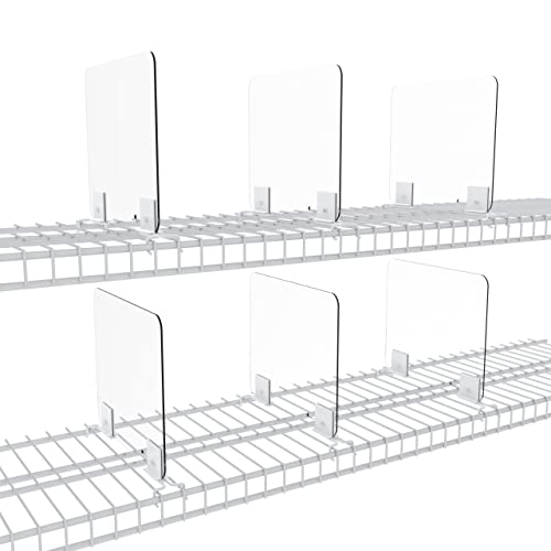 Hmdivor 6 Pack Acrylic Wire Shelf Dividers for Closet Organization Clear Shelf Dividers for Wire Shelves in Bedroom, Kitchen and Office