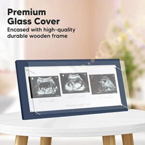Sonogram Picture Frame - Trio Ultrasound Picture Frames For Mom To Be Gift - Baby Ultrasound frame - Pregnancy Announcements Sonogram frame - Baby Nursery Decor, Pregnant Mom Gifts (Midnight Blue)