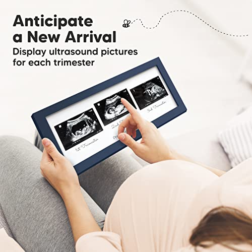 Sonogram Picture Frame - Trio Ultrasound Picture Frames For Mom To Be Gift - Baby Ultrasound frame - Pregnancy Announcements Sonogram frame - Baby Nursery Decor, Pregnant Mom Gifts (Midnight Blue)