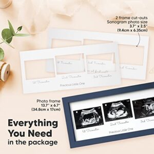 Sonogram Picture Frame - Trio Ultrasound Picture Frames For Mom To Be Gift - Baby Ultrasound frame - Pregnancy Announcements Sonogram frame - Baby Nursery Decor, Pregnant Mom Gifts (Midnight Blue)